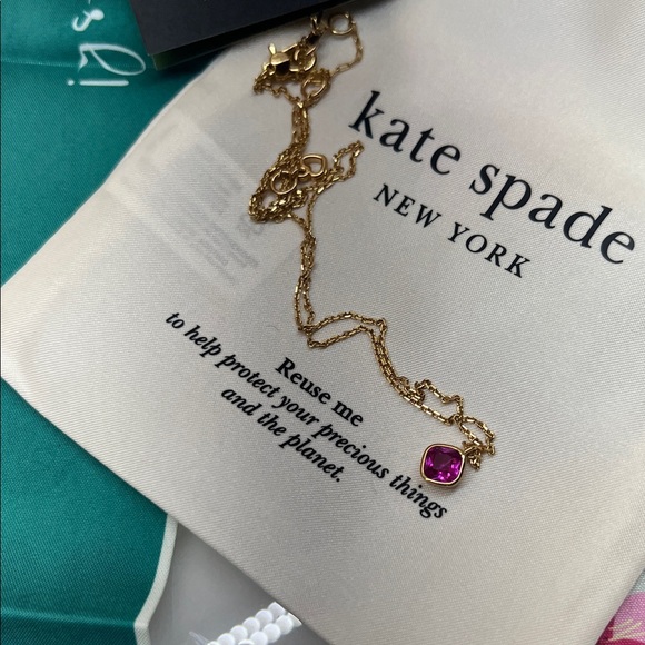 Kate Spade Gold Chain with Pink Gem - Picture 2 of 7